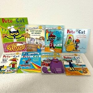 Pete the Cat Bundle of (8) Books Perfect Pizza Party, Pete’s Big Lunch, Etc,.EUC